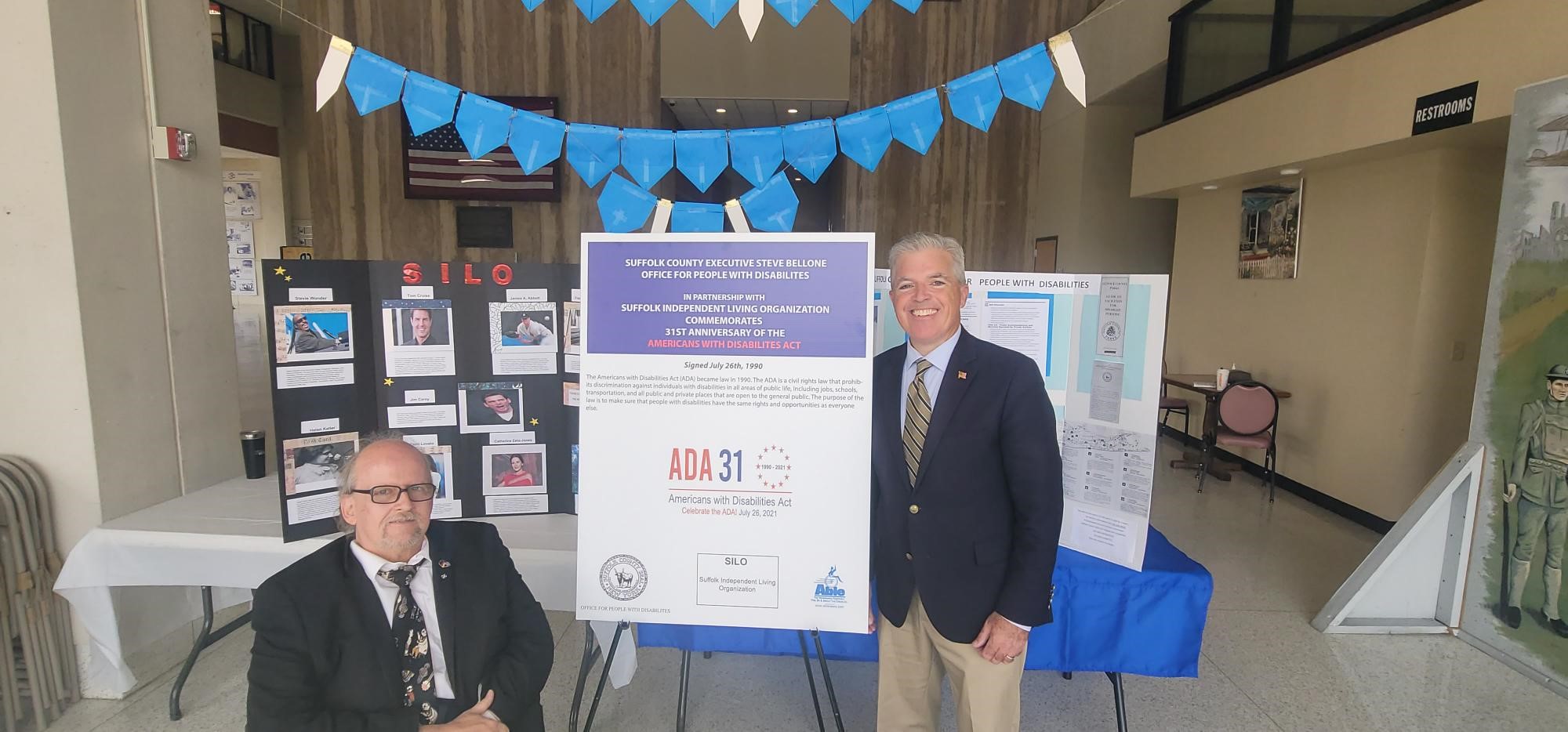 Steve Bellone representing the Office for People with Disabilities celebrating 31 years since the passing of the Americans with Disabilities Act in partnership with Suffolk Independent Living Organization